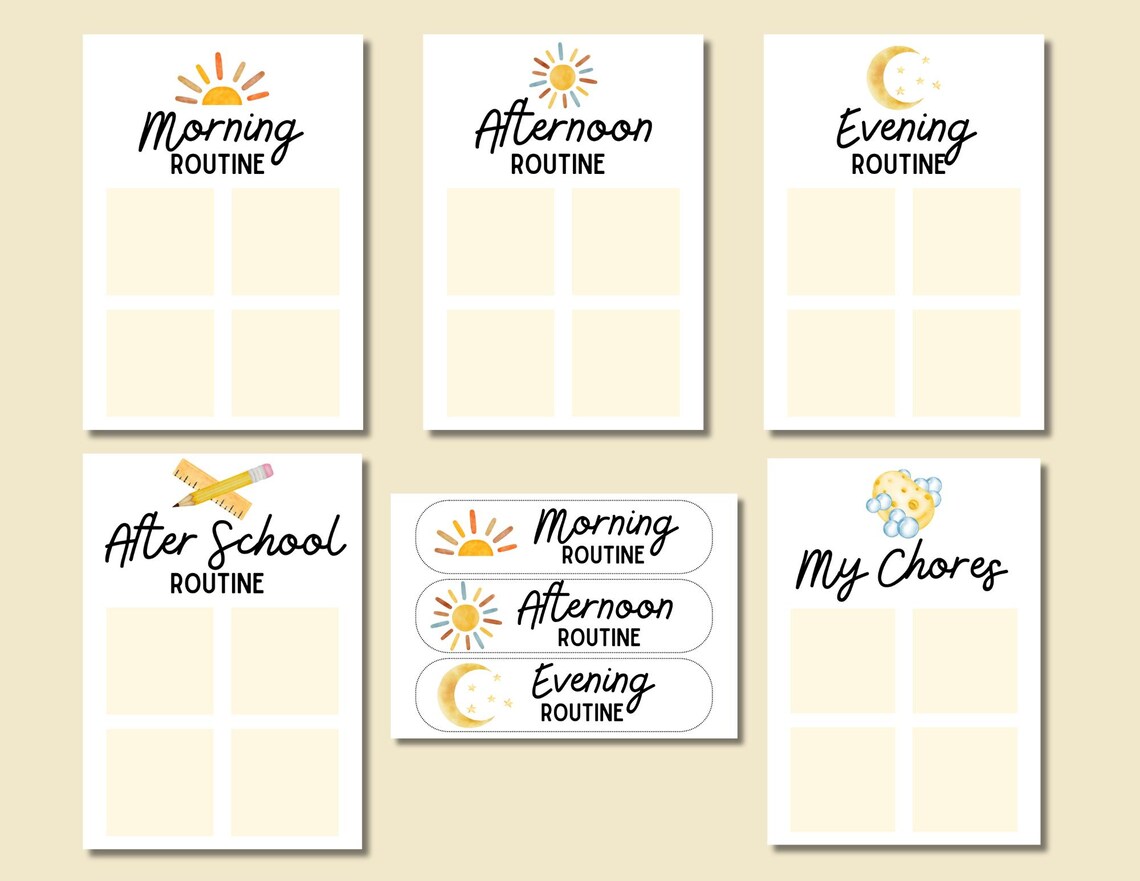 Routine Cards for Kids + Charts | Visual Daily Schedule for Home ...