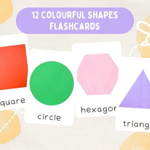 12 Colourful Shapes Flashcards | Learn Shapes for Preschoolers | Montessori Learning | Homeschool Flashcards |