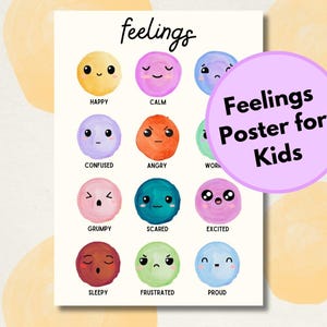 Emotions Chart for Kids | Printable PDF | Feelings Chart | Kids Emotional Learning | Feelings and Emotions Poster