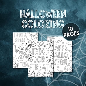 Pagine da colorare di Halloween / 10 pagine da colorare spettrali / Attività di Halloween per bambini / Pagine da colorare di Halloween per adulti