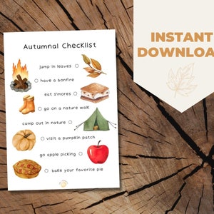 Autumn Checklist | Fall Bucket List Printable | Fall To Do List | Fall Activities