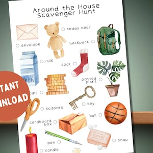 Around the House Scavenger Hunt | Indoor Scavenger Hunt | Indoor Activities | Scavenger Hunt Printable