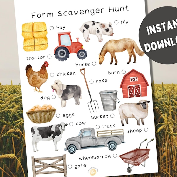 Farm Scavenger Hunt | Animal Scavenger Hunt | Farm Activities