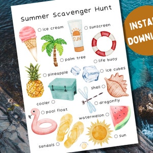 Summer Scavenger Hunt | Nature Scavenger Hunt | Summer Activities | Outdoors Printable