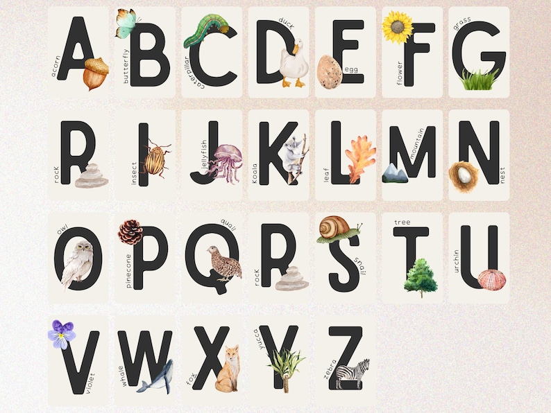 Nature Alphabet Posters Printable AZ Nature Posters Etsy