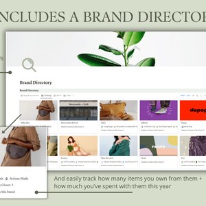 K&ouml;nnte beinhalten: Ein Screenshot einer Website, die eine Markenverzeichnis-Funktion zeigt. Das Verzeichnis listet verschiedene Marken auf, darunter Abby Alley, Abercrombie & Fitch, Aerie, Allbirds und Depop. Die Website erm&ouml;glicht es Benutzern, zu verfolgen, wie viele Artikel sie von jeder Marke besitzen und wie viel sie daf&uuml;r ausgegeben haben.