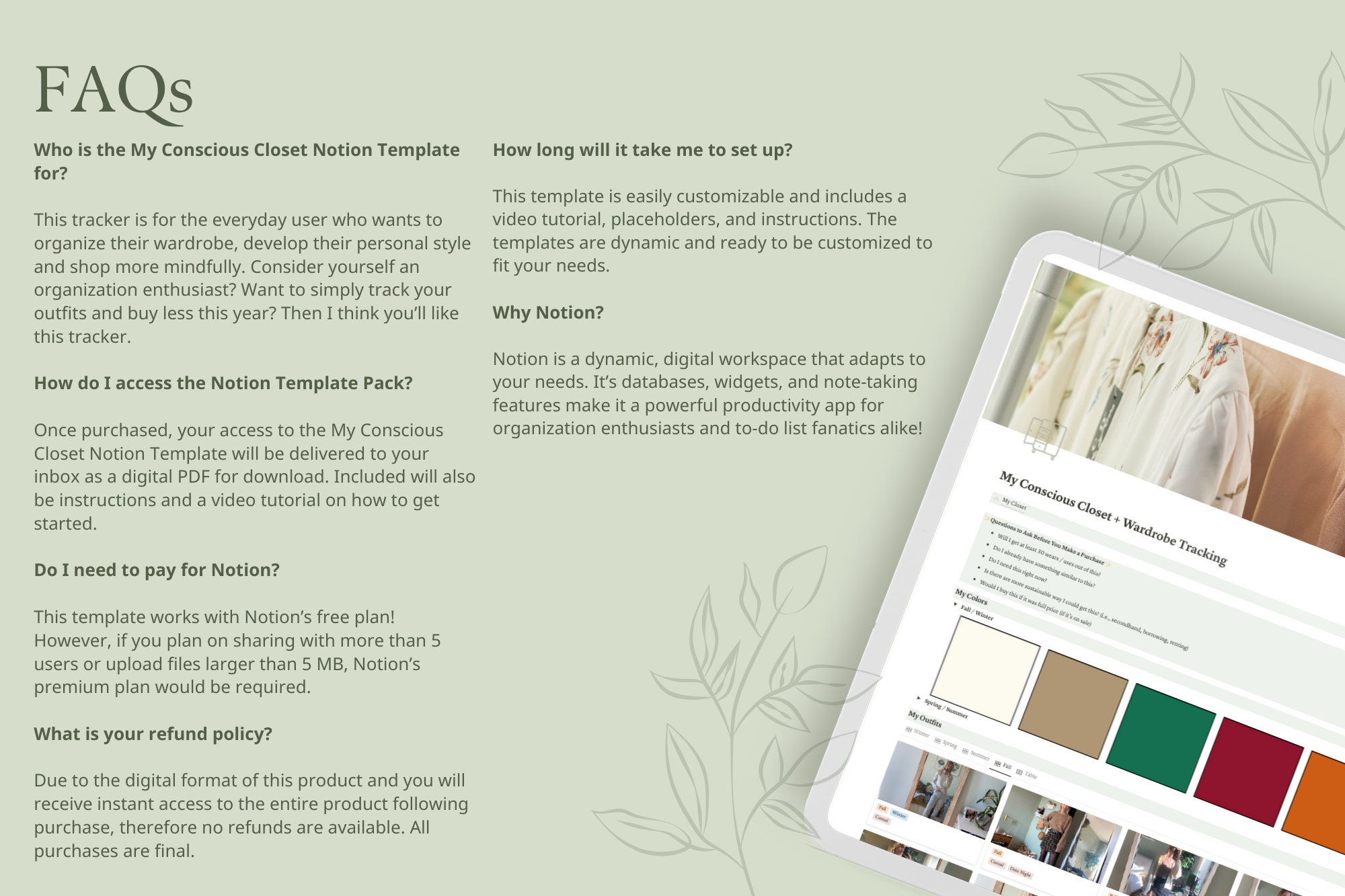 My Conscious Closet Notion Template | Wardrobe Tracker, Notion Closet ...