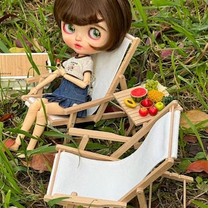 1: 6 bjd ob11 Dollhouse Mini lounge chair, beach chair Blythe beach chair, doll folding chair, Dollhouse Accessories