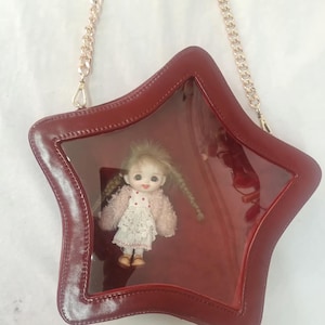 Doll carry bag, obitsu 11 doll container, 1/8&quot; , doll carry bag,BDJ carry bag,Customized carry bag,leather doll bag,Star shape doll bag