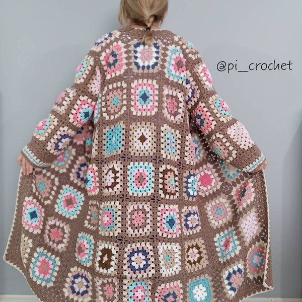 Grannysquare häkeln Cardigan Pullover Bohostyle Shabby Chic Patchwork Kleidung Strickmode bohemianstyle