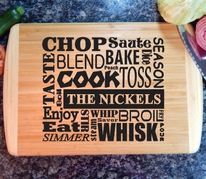 Personalized Engraved Bamboo Two-Tone Cutting Board by Sunny Box