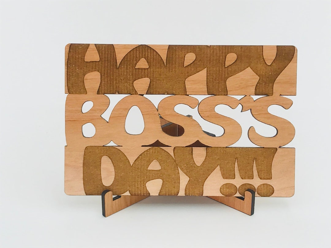 Laser Engraved Wooden Boss's Day Greeting Card, Customization Options