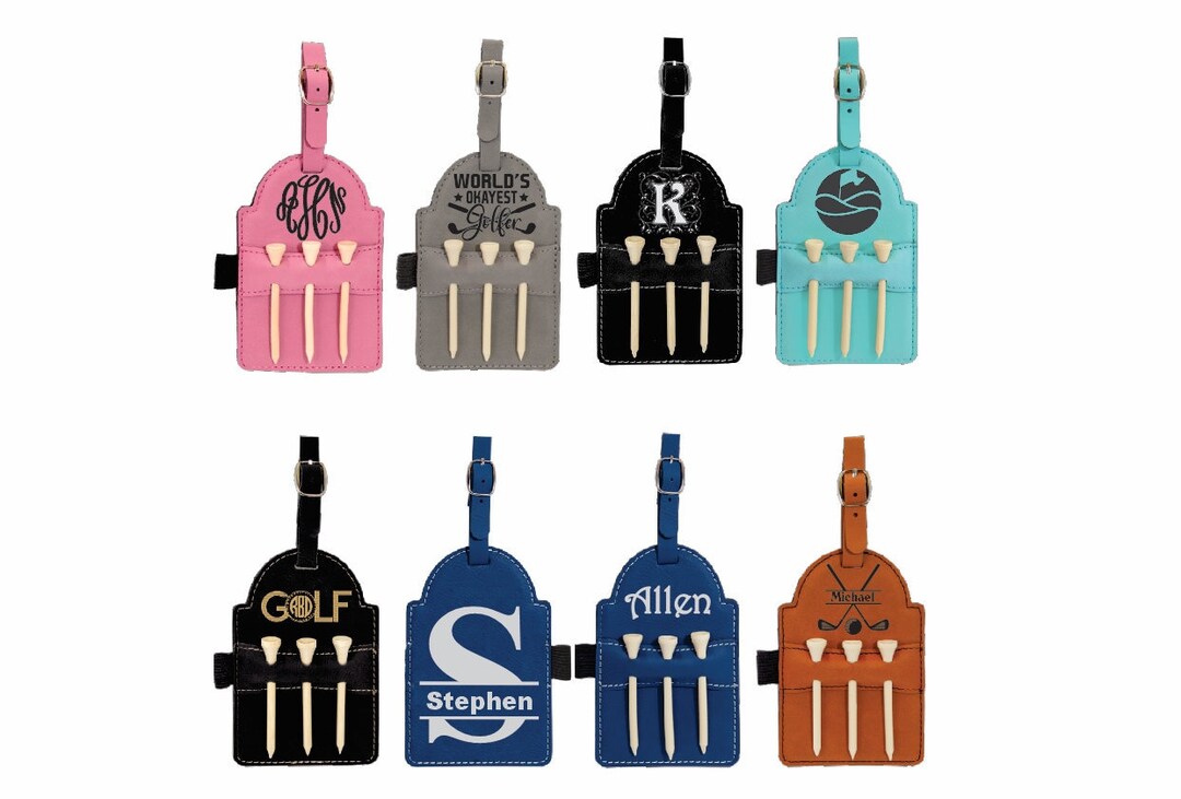 Golf Bag Tag Personalized, Wooden Tees, Engraved Golf Gifts Custom Golf