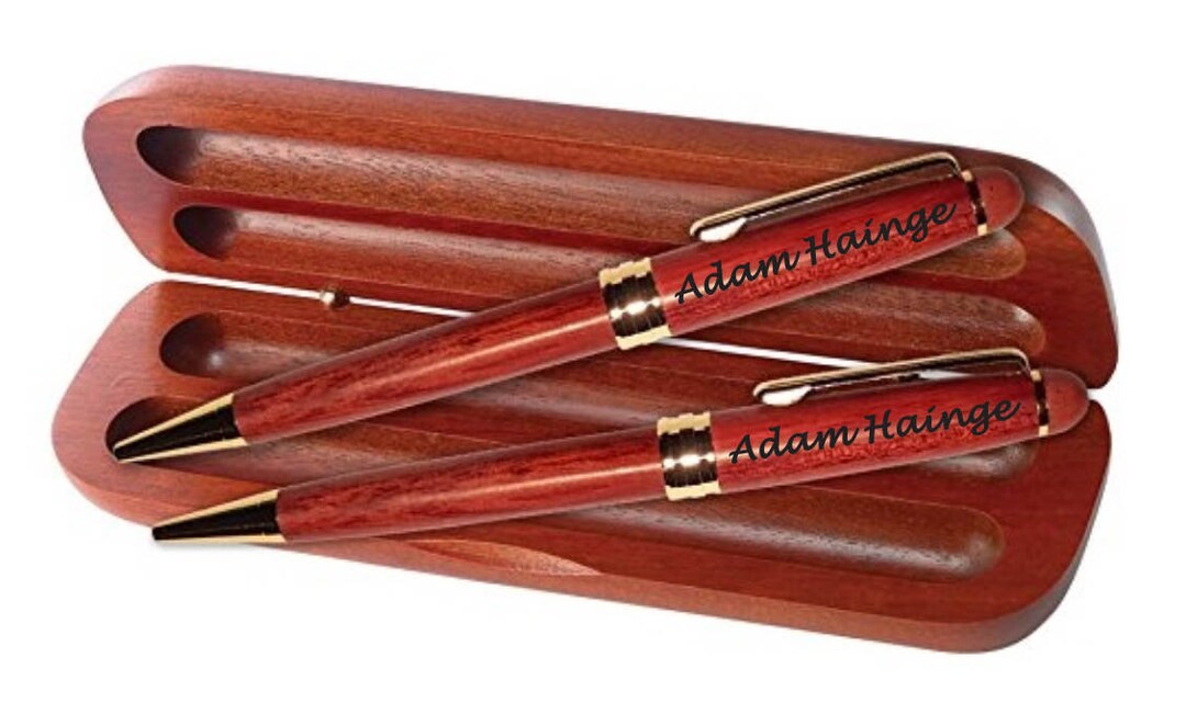 Laser Engraved Rosewood Pen Pencil and Box Set 50 Fonts to Etsy