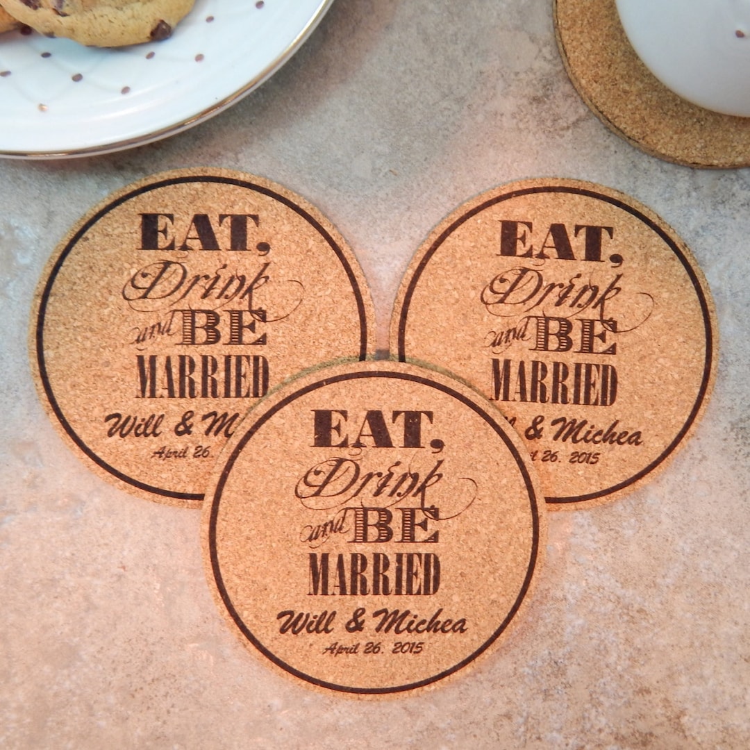Custom Cork Coasters Personalized Unique Weddng Kitchen Etsy