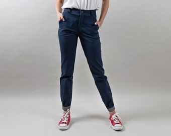 Women's Navy Flat Front Field Pant