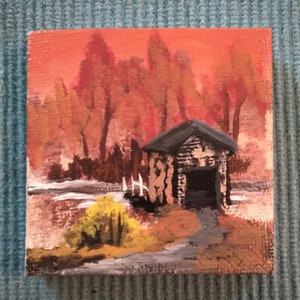 Mini Bob Ross-Inspired Landscape - Bridge to Autumn