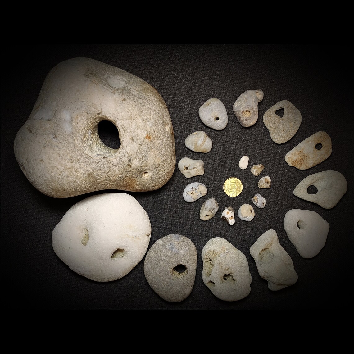 7 Natural Hag Stones Lot Unque Wtches Hagstones Holey Odn Stone Holy
