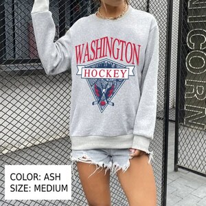 CustomCat Washington Capitals Screaming Eagle Retro NHL Crewneck Sweatshirt White / S
