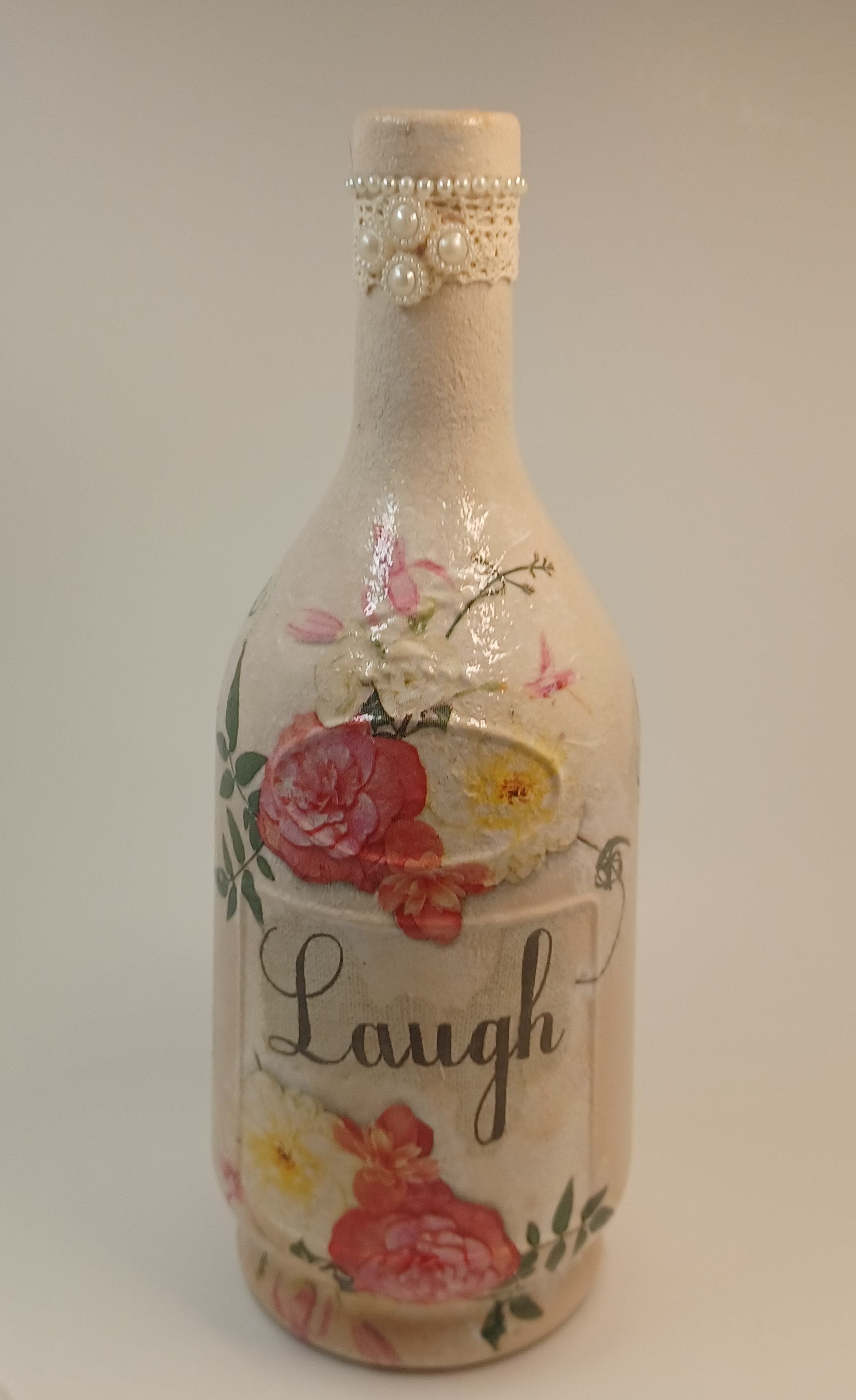 Shabby Chic Decoupaged Bottle/decorative Bottles/home Deco Etsy UK
