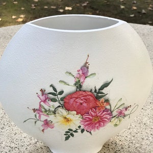 Shabby Chic Decorated Bottle Vase/ Decoupaged Vase/ Home Deco/Gift for Her