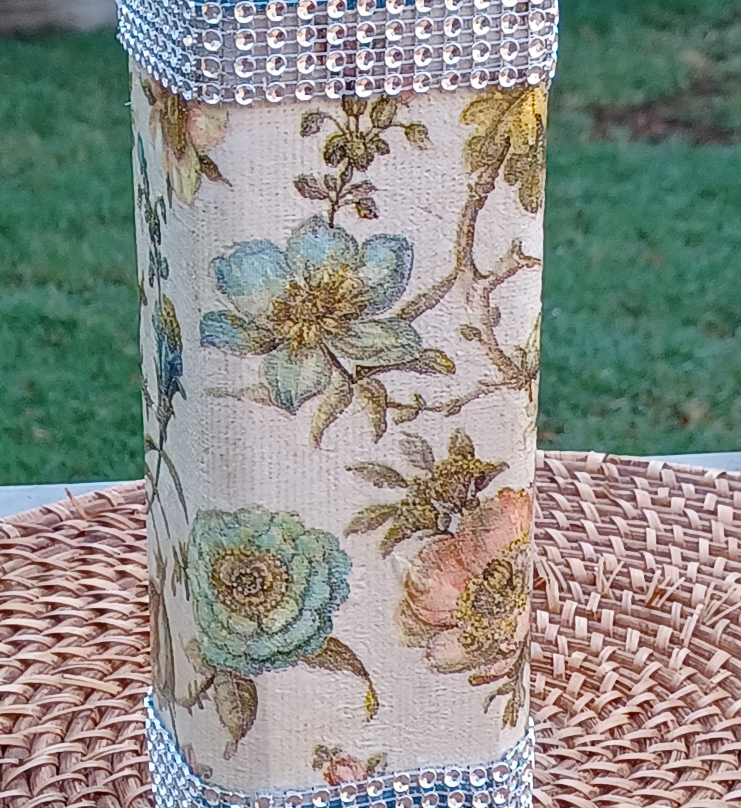 Hand Painted Glass Bottle/ Decoupaged Glass Vases/home Etsy