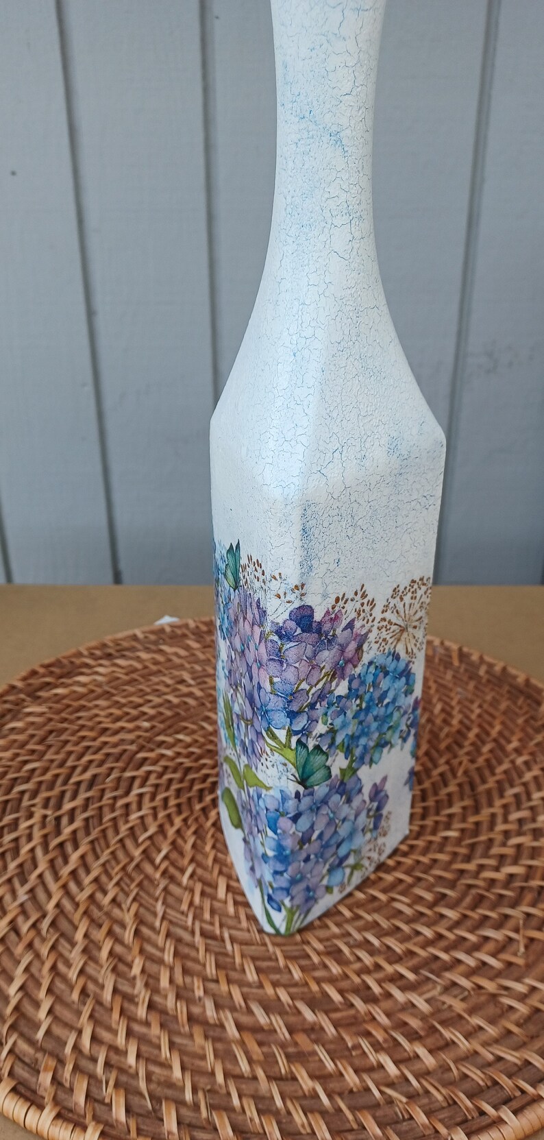 Crackled Wine Bottle/decoupaged Bottle/decoupadged With Crackle Effect/decorative Bottles Etsy