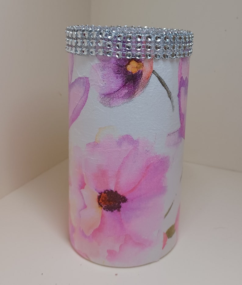 Hand Painted Floral Vases/decoupaged Glass Vases/home Deco Etsy