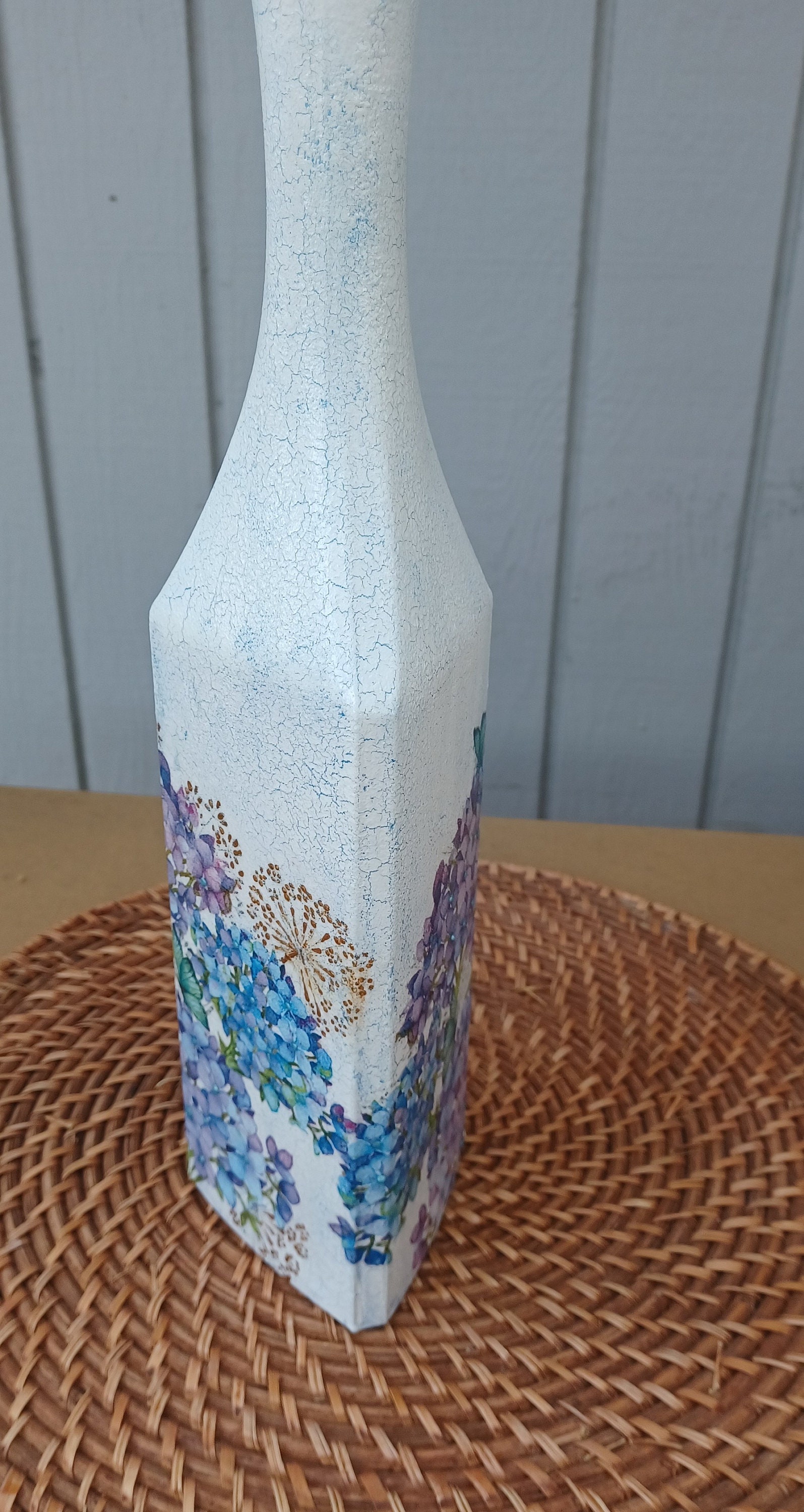 Crackled Wine Bottle/decoupaged Bottle/decoupadged With Crackle Effect/decorative Bottles Etsy