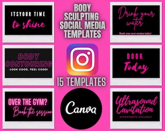 Plantillas de redes sociales prefabricadas de Body Sculpting publicaciones descarga instantánea personalizable