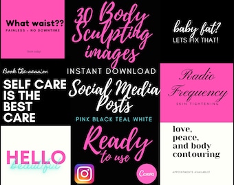 30 publicaciones y plantillas personalizables de Instagram prefabricadas en redes sociales BODY SCULPTING Descarga instantánea