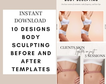 10 plantillas neutrales para esculpir el cuerpo antes y después Fácil de usar Descarga instantánea Personalizable