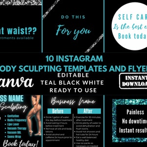10 Instagram Facebook Body Sculpting Body Contouring editable templates posts and flyer bundle