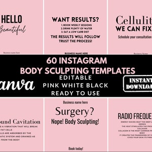 60 Instagram premade Post Templates for Body Sculpting Easy to Use Instant Download Canva