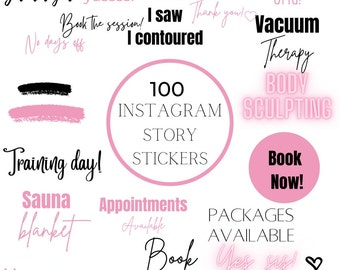 100 pegatinas de historias de Instagram para esculpir el cuerpo contorno corporal redes sociales notas buenas rosas y negras tik tok