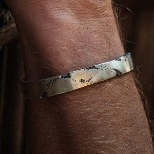 Bold silver bracelet, Men's silver cuff, Crafted by hand