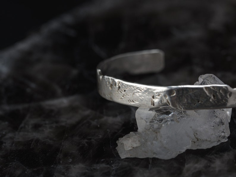 Bold silver bracelet, Modernist silver cuff, women Sterling silver bangle, Hammered silver, Rough, Statement jewelry, Raw jewelry, Handmade image 5