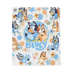 Cozy Bluey Velveteen Plush Blanket, Soft Kids Throw, Cartoon Gift, Nursery Decor, Animal Lover Comforter