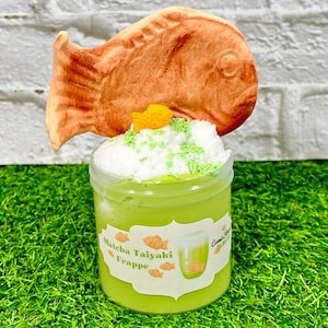Matcha Taiyaki Butter Cloud Slime: Chai Tea Scented, Clay Charm - ASMR