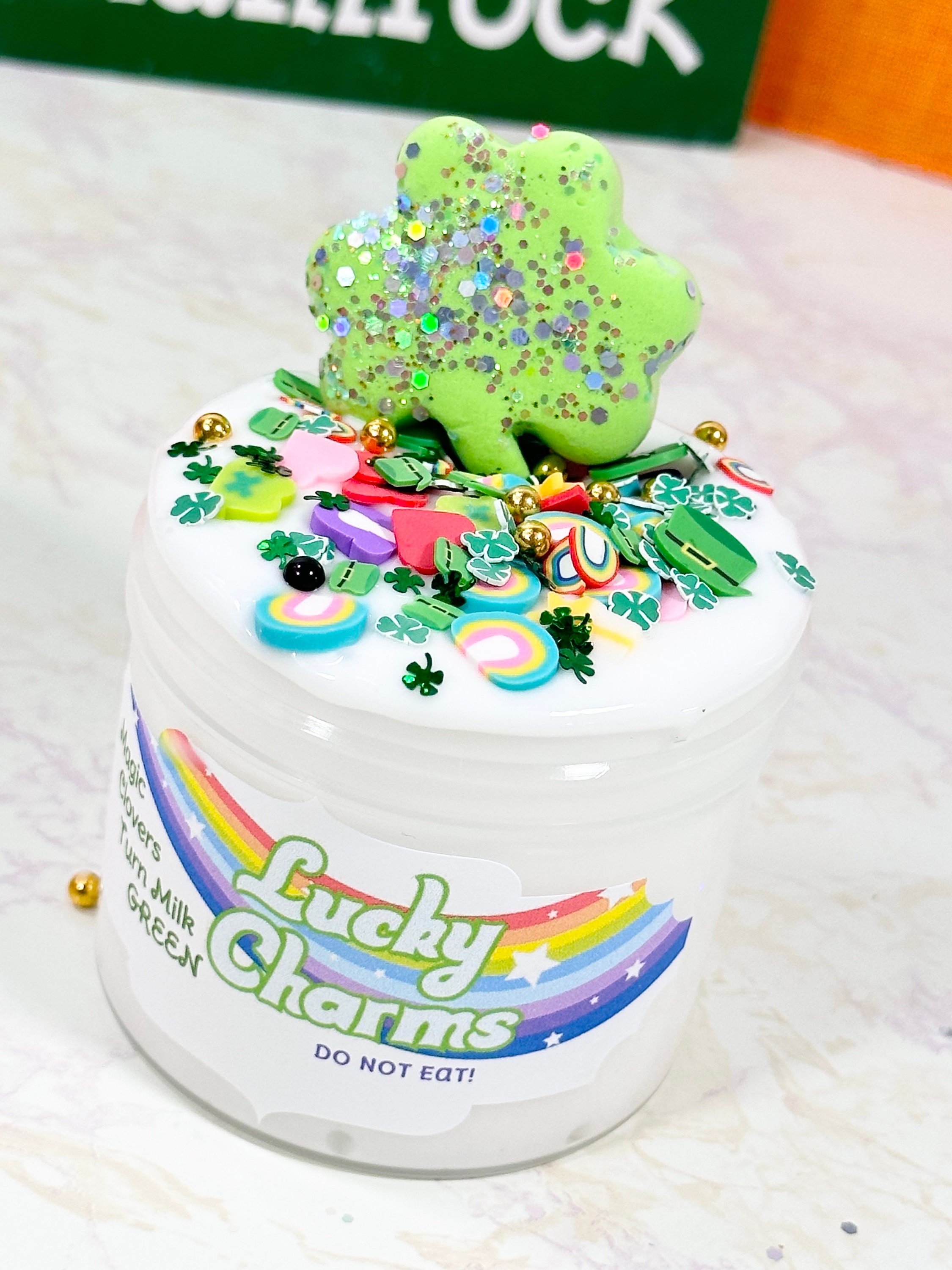 Magic Clovers Turn Milk Greenlucky Charms Thick & Glossy Slime St.  Patrick's Slimes Scented DIY Clay Slime Shop ASMR 