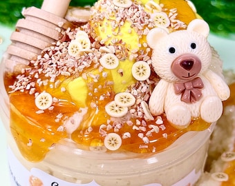 Oatmeal Honey Snow Fizz Slime ~DIY clay  ~Stretchy~ Scented~ Slime Shops~ ASMR