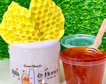 Milk & Honey Thick and Glossy Slime DIY Clay~ Stretchy~ Scented~ Slime Shops ~ASMR