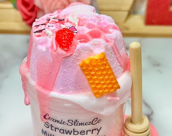 Strawberry Milk and Honey Thick and Glossy Slime ~ DIY Clay ~ Valentine's Slimes ~Stretchy~ Scented ~Slime Shops ~ASMR