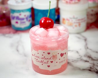 Slime espeso y transparente Love Island Cocktail con gelatina y cubitos pequeños, tienda de slime de San Valentín, elástico y perfumado - ASMR