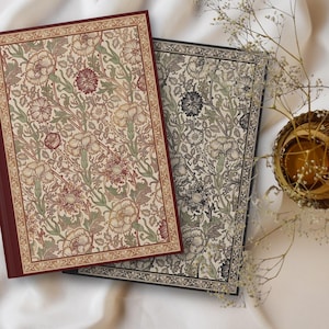 William Morris Journal with Red Roses | Art Nouveau Flower Notebook Burgundy Vintage Rose Journal with Flowers William Morris Art Gifts