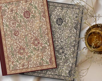 William Morris Journal with Red Roses | Art Nouveau Flower Notebook Burgundy Vintage Rose Journal with Flowers William Morris Art Gifts