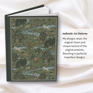 William Morris Animal Journal Meadow Landscape Notebook Green Nature Journal with Horses, Lions and Dog Notebook William Morris Art Gift image 8