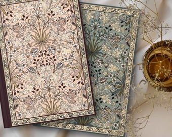 Vintage bloemendagboek | William Morris hyacint notitieboek | Art nouveau goud verijdelde look elegante bloemen dagboek luxe decoratieve kunst notitieboek