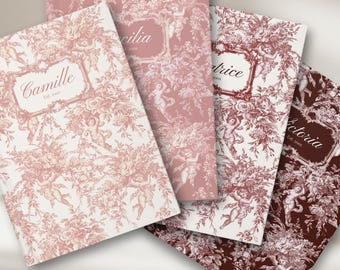 Custom Princess Diary Personal Bridgerton Theme Journal Romantic Victorian Notebook with Name Coquette Bridesmaid Gift Toile du Jouy Journal