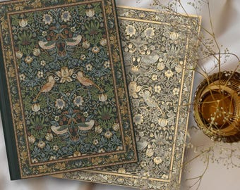 William Morris Journal vintage art nouveau bloem notitieboek bordeaux antiek dagboek artistiek geregeerd notitieboek William Morris cadeau voor schrijvers